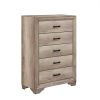 1pc Natural Finish Bedroom Chest of 5 Drawers w Black Hardware Bedroom Furniture Contemporary Design