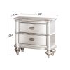 Classic Bedroom Elegant Nightstand Beige / White Finish or Antique Silver 2-Drawers Bed Side Table Plywood