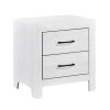 Modern White Finish 1pc Nightstand of 2x Drawers Black Hardware Wooden Bedroom Furniture