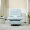 360�� Swivel Recliner Adjustable Chair Chenille Glider Swivel Reclining Sofa Chair with Black Metal Round Base - Blue