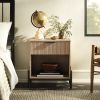 Modern Fluted-Drawer Nightstand with Open Cubby ��� Coastal Oak