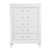 White Metallic Finish Glam Style Storage Chest of 5 Drawers Wooden 1pc Modern Bedroom Furniture Acrylic Hardware