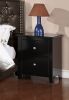 Bedroom Bed Side Table 1x Nightstand Black Color Wooden 2 Drawers Table