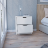 Basilea 2 Drawers Nightstand; Pull Out System -White