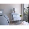 Amara Nightstand; Two Shelves; Four Legs -White