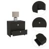 Idaly Nightstand; Superior Top; Two Drawers -Black