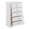 Classic Traditional 1pc Wooden Chest of 5 Drawers White Finish Bedroom Furniture