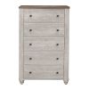 Transitional Rustic Style 1pc Storage Chest of 5 Drawers Two-Tone Antique White and Brown Classic Bedroom Furniture