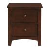 Dark Oak Finish Nightstand 2-Drawers Pine Veneer MDF Wooden 1pc Modern Nightstand