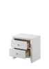 Contemporary Modern Look 2-Drawer Nightstand End Table White Finish Two Storage Drawers Round Knobs Bedroom Living Room Wooden Furniture