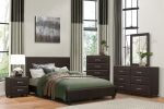 Contemporary Design 1pc Bedroom Furniture Two Drawers Nightstand Silver Tone Bar Pulls Faux Leather Upholstery, Dark Brown PVC