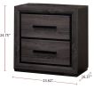 Gray 1pc Nightstand Bedroom Furniture Bedside Table 2-Drawers Two-tone Design w/ Black Trim Paper Veneer