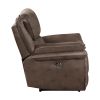 Plush Modern Design Living Room Power Reclining Chair Brown Microfiber Upholstery USB port Solid Wood Frame Furniture 1pc