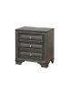 Gray Solid wood 1pc Nightstand Nickel Round Knob Transitional Style 3-Drawers Nightstand w Under Nightlight