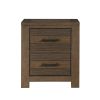 Antique Brown Finish 1pc Nightstand of Two Drawers Bold Look Bedroom Furniture Black Handles