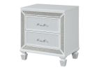 Crystal Modern Style 2-Drawer Nightstand Made with Wood Finished in White