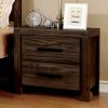 Rustic Style Wire-Brushed Rustic Brown 1pc Nightstand Bedroom Furniture Solid wood 2-Drawers bedside Table Metal Bar Handles