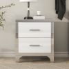 Elegant High Gloss Nightstand with Metal Handle,Mirrored Bedside Table with 2 Drawers for Bedroom,Living Room,White