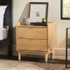 Mid-Century Modern 2-Drawer Solid Wood Nightstand ��� Natural Pine