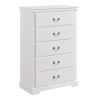 Classic Traditional 1pc Wooden Chest of 5 Drawers White Finish Bedroom Furniture