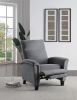 1pc Push Back Reclining Chair Plush Pillowtop Arms Gray Chenille Fabric Upholstery Solid Wood Modern Living Room Furniture