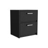 DEPOT E-SHOP Bethel 2 Drawers Nightstand with Handles, Black