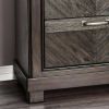 Espresso Color 1pc Nightstand V-Shape Plank Design Bedroom Furniture Bedside Table Nickel Bar Pull Solidwood 2- Storage Drawers