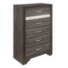 Gray Finish 1pc Chest of Drawers Faux Crystals Pulls Silver Glitter Hidden Drawers Wooden Modern Bedroom Furniture