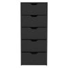 DEPOT E-SHOP Houma 5 Drawers Narrow Dresser, Slim Storage Chest of Drawers, Black