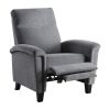 1pc Push Back Reclining Chair Plush Pillowtop Arms Gray Chenille Fabric Upholstery Solid Wood Modern Living Room Furniture