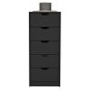 DEPOT E-SHOP Houma 5 Drawers Narrow Dresser, Slim Storage Chest of Drawers, Black