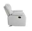 Modern Reclining Chair Gray Chenille Upholstered Pillowtop Arms Solid Wood Frame 1pc Living Room Furniture Gentle Gliding Motion Recliner