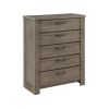 Rustic Gray Finish Bedroom Furniture 1pc Chest of 5 Drawers Planked Framing Wooden Storage Chest