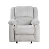 Modern Reclining Chair Gray Chenille Upholstered Pillowtop Arms Solid Wood Frame 1pc Living Room Furniture Gentle Gliding Motion Recliner