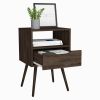 DEPOT E-SHOP Emma Nightstand, Superior Top, Four Legs, One Open Shelf, One Drawer, Dark Walnut