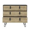 3-Drawer Dresser-organiser, Modern Chest of Drawers with Hairpin Legs and Metal Accents, Black / Macadamia