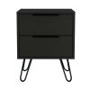 Augusta 2 Nightstand; Four Legs; Two Drawers -Black