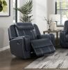 Modern Blue Swivel Glider Reclining Chair, Breathable Faux Leather Upholstery Living Room Furniture 1pc