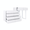 Extended Desktop 10 Drawers Chest of Drawer without Handle White Color Vanity