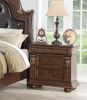 Traditional Antique 1pc Nightstand Bedroom Furniture Cherry Veneer Brown Finish 2-Drawers Hanging Pull Bedside Table