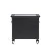 ACME Varian II Nightstand in Black Velvet & Sliver FINISH BD00585