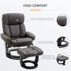 HOMCOM PU Leather Massage Recliner Chair with Ottoman 10 Point Vibration Swiveling Armchair, Brown