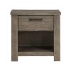 Rustic Style 1pc Gray Nightstand of Drawer and Storage Cubby Metal Hardware Wooden Bedroom Furniture