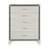 Modern Glam Style Bedroom Furniture Chest of 5x Drawers 1pc Pearl White Finish Faux Crystals Handles