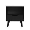 Modern 1-Drawer Nightstand with Open Cubby ��� Black