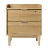 Mid-Century Modern 2-Drawer Solid Wood Nightstand ��� Natural Pine