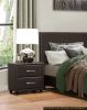 Contemporary Design 1pc Bedroom Furniture Two Drawers Nightstand Silver Tone Bar Pulls Faux Leather Upholstery, Dark Brown PVC