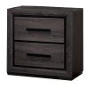 Gray 1pc Nightstand Bedroom Furniture Bedside Table 2-Drawers Two-tone Design w/ Black Trim Paper Veneer