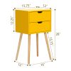 Mid-Century Nightstand with 2 Sliding Drawers, Wood Sofa Side Table, Modern End Table for Living Room Bedroom, Set of 2