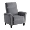 1pc Push Back Reclining Chair Plush Pillowtop Arms Gray Chenille Fabric Upholstery Solid Wood Modern Living Room Furniture